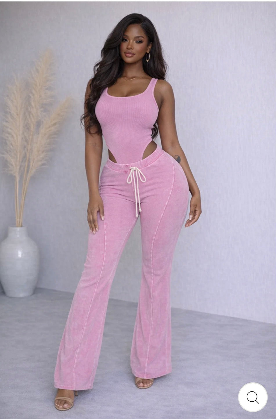 Top bodysuit with boot cut pants