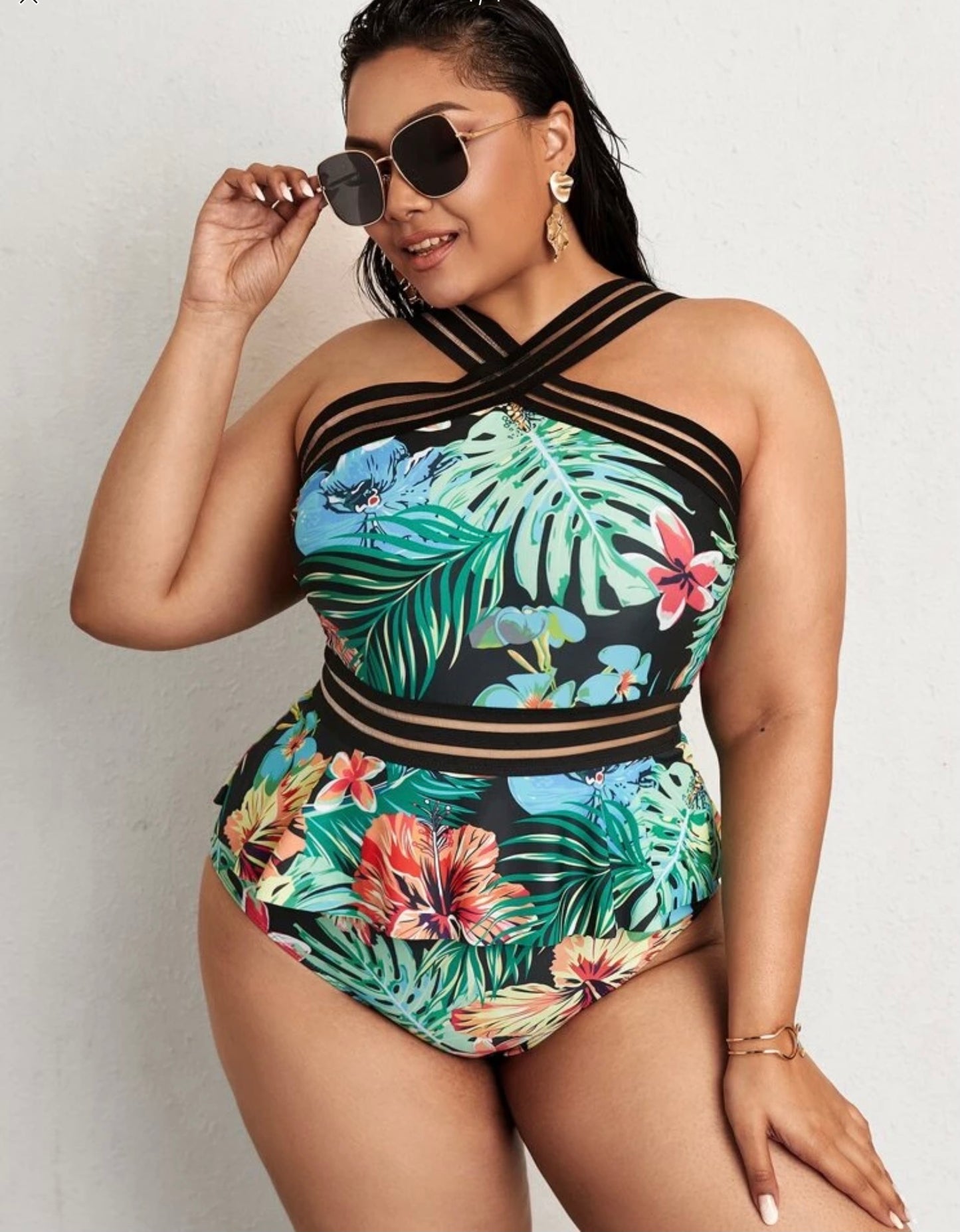 Tropical swimsuit one piece
