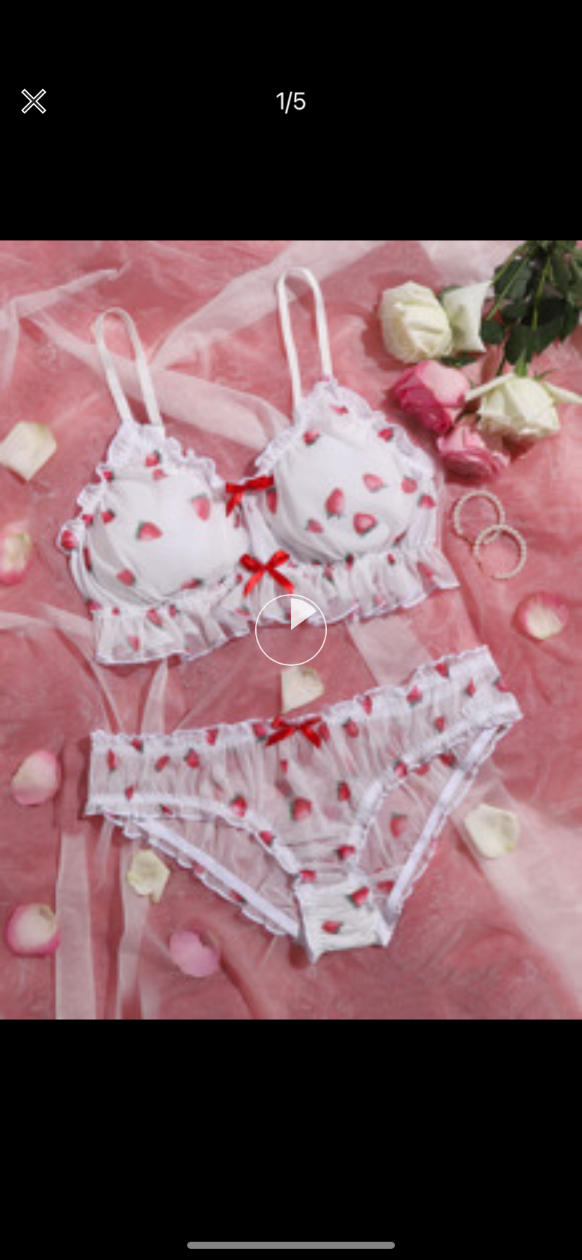 Strawberry print mesh lingerie set