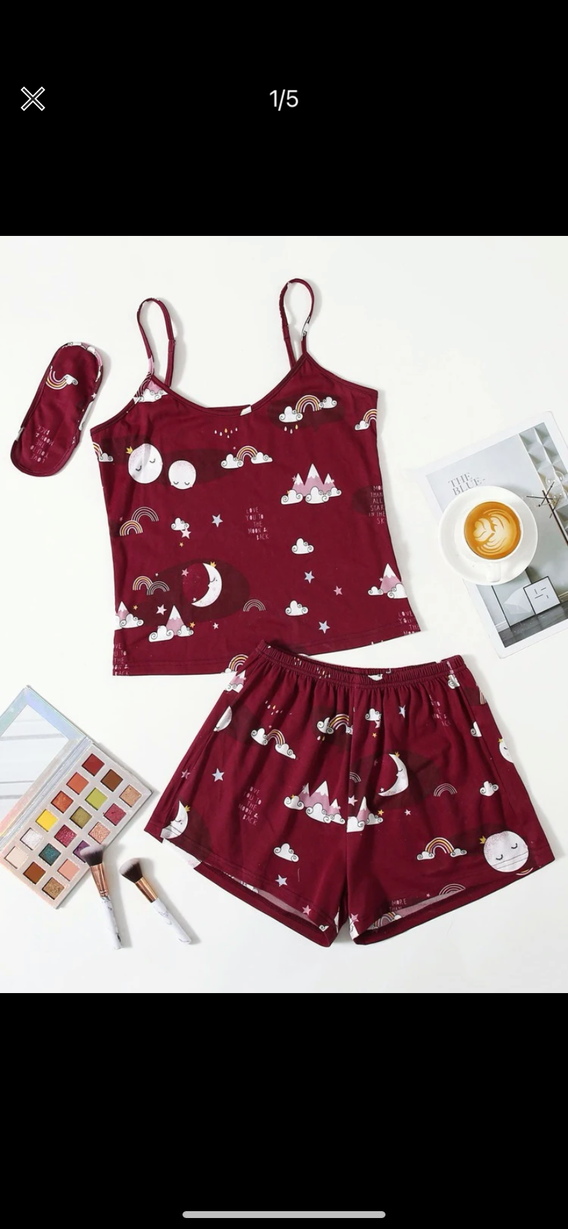 3piece cartoon graphic pj set