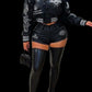 Embroidered faux leather jacket and shorts set