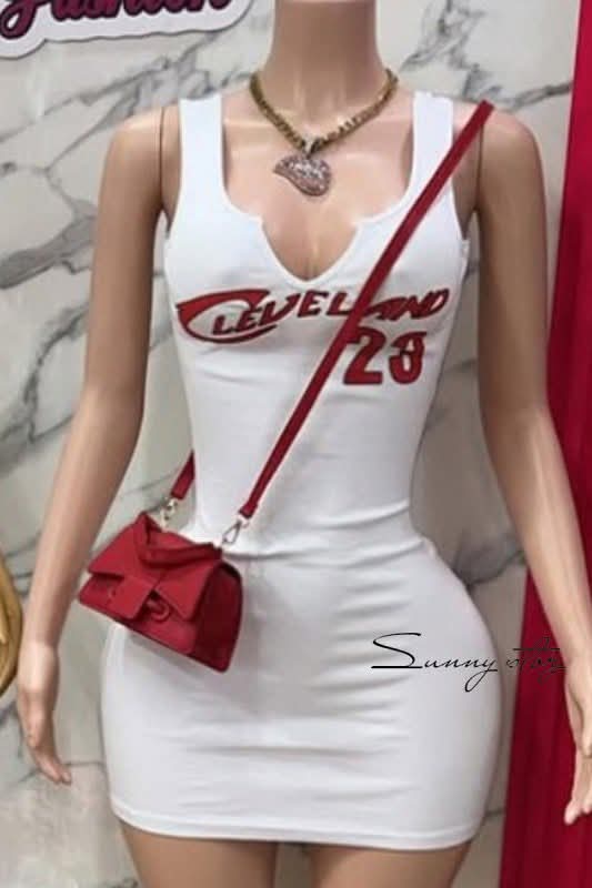 Letter print bodycon mini dress
