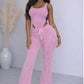Top bodysuit with boot cut pants