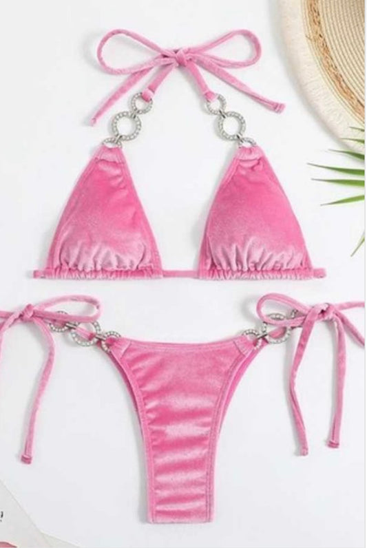 Two piece velvet bikini
