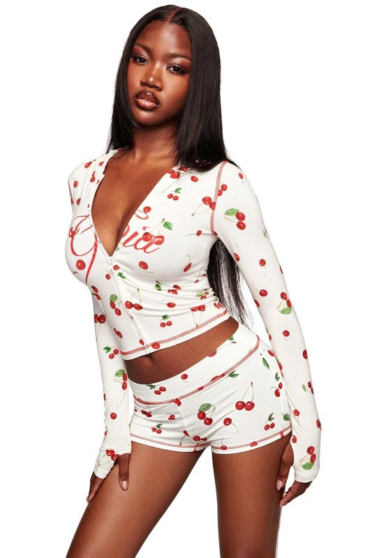 Cherry short two piece sets