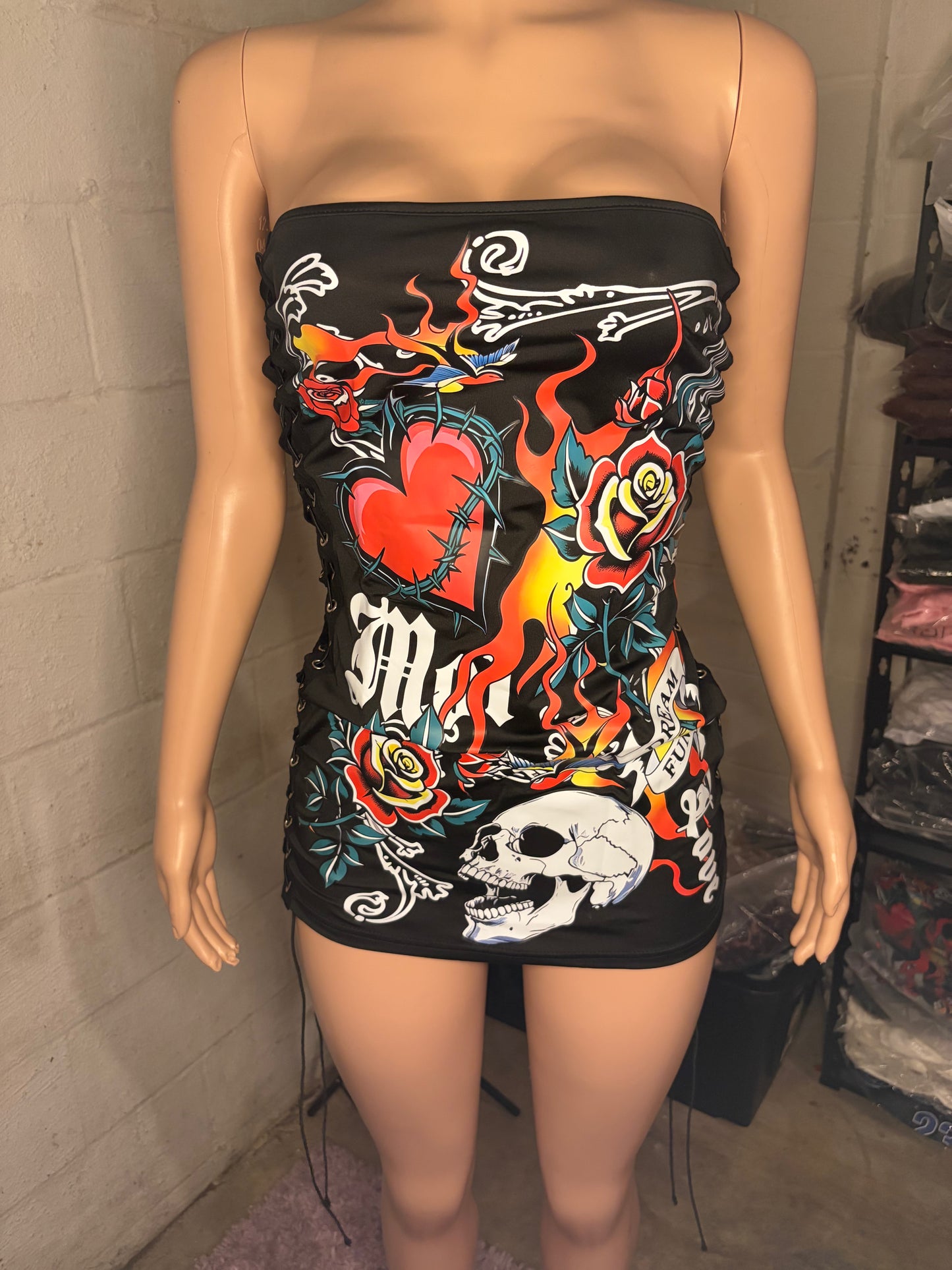 Lace up bodycon mini dress