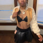 Fur sleeve varsity jacket