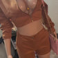 Suede crop jacket and short set