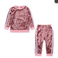Casual girl velvet two piece set
