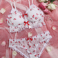 Strawberry print mesh lingerie set