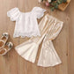 Lace flared pants suit set